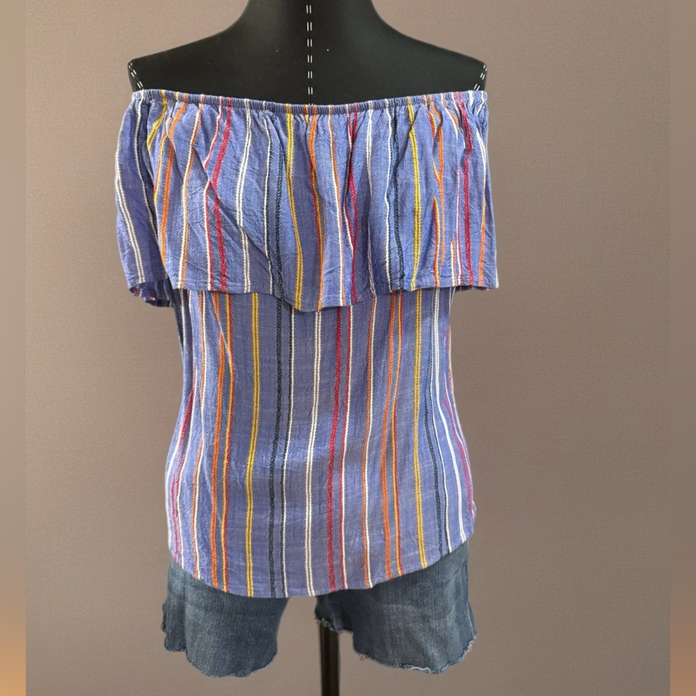 Socialite Multicolor Striped Off-Shoulder Blouse